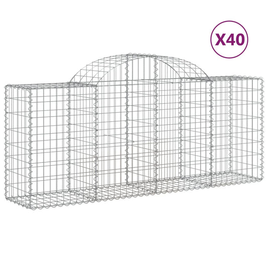 Cestas De Gaviones 40 Uds Forma De Arco Hierro 200x50x80/100 Cm_0