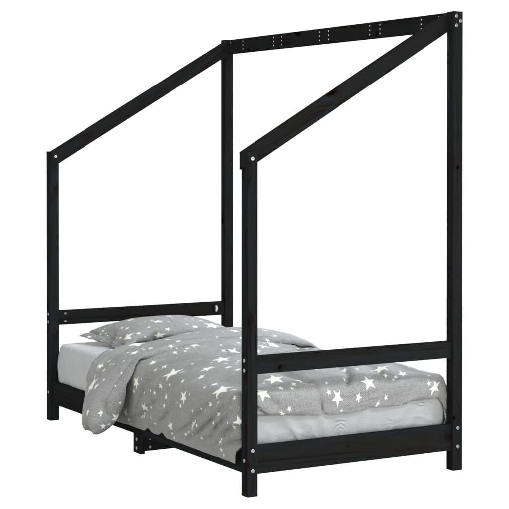 Vidaxl Estructura De Cama Para Niños Madera De Pino Negro 80x160 Cm_0