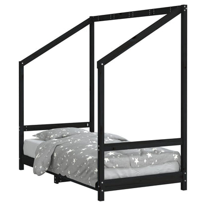 Vidaxl Estructura De Cama Para Niños Madera De Pino Negro 80x160 Cm_0