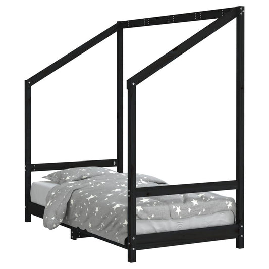 Vidaxl Estructura De Cama Para Niños Madera De Pino Negro 80x160 Cm_0
