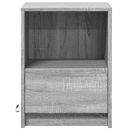 Mesita De Noche Con Luces Led Madera De Ingeniería Gris Sonoma_4