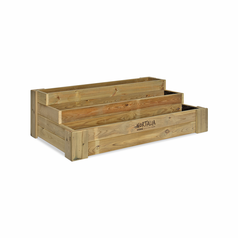 Cajón De Cultivo De Madera Tratada 120x80x40 Cm Box Stairs 120 Hortalia_0