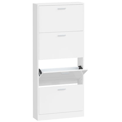 Vidaxl Mueble Zapatero Madera Contrachapada Blanco Brillo 59x17x150 Cm_0