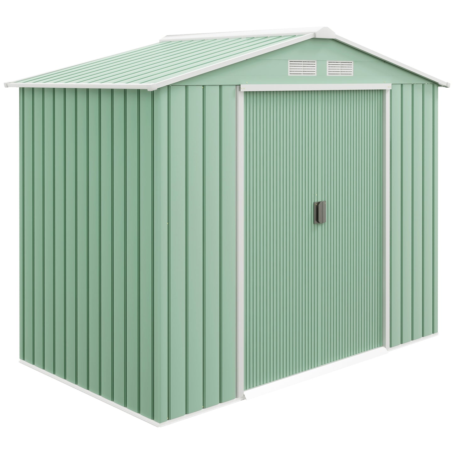 Outsunny Caseta De Jardín 213x130x185 Cm Con 2 Puertas Correderas Y 4 Ventanas_0