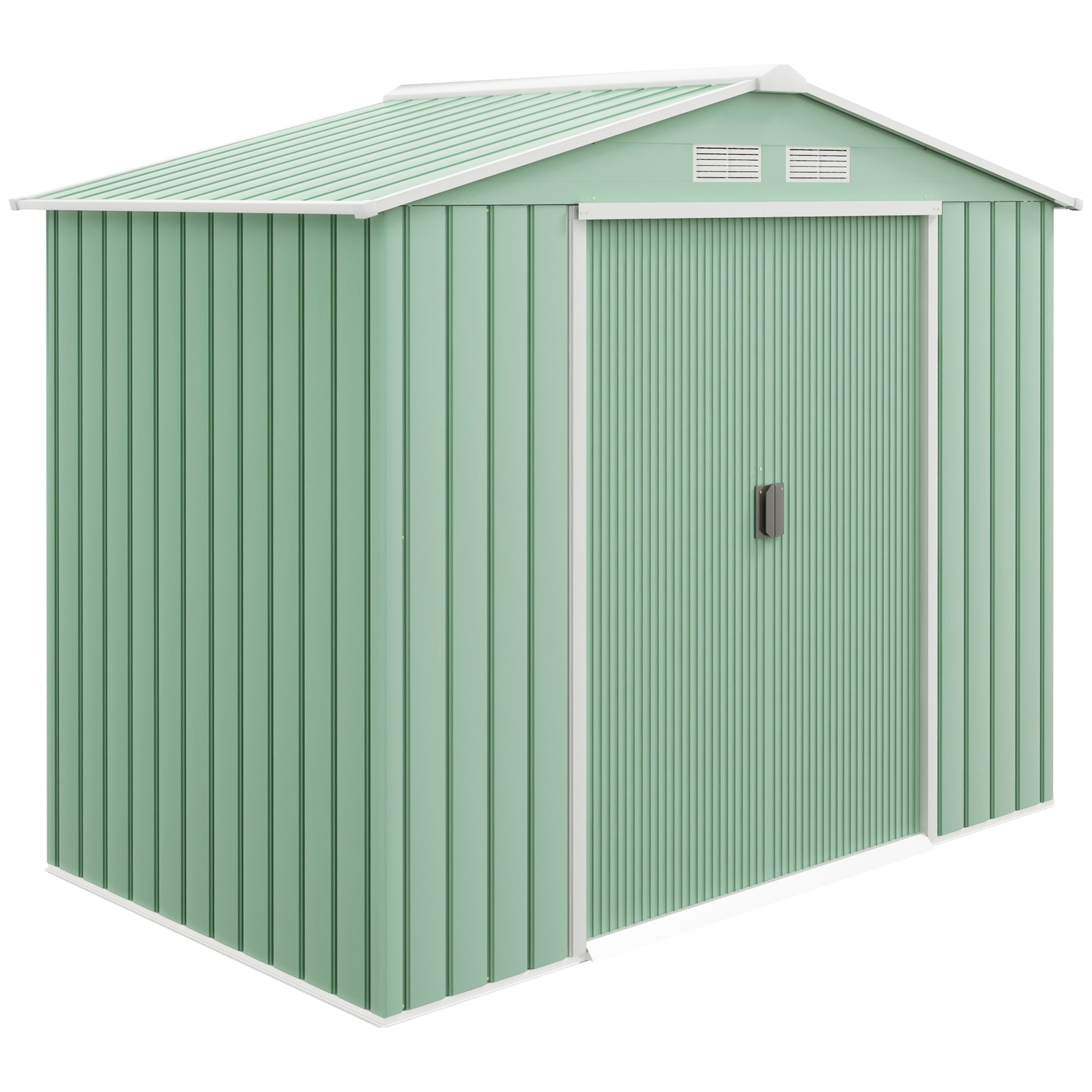 Outsunny Caseta De Jardín 213x130x185 Cm Con 2 Puertas Correderas Y 4 Ventanas_0