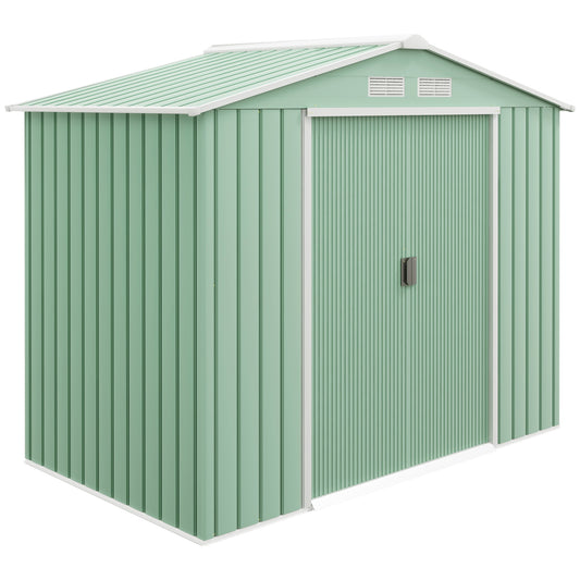 Outsunny Caseta De Jardín 213x130x185 Cm Con 2 Puertas Correderas Y 4 Ventanas_0