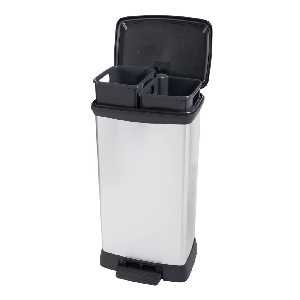 Curver Papelera De Pedal Doble Deco Plateado 23l + 23l_4