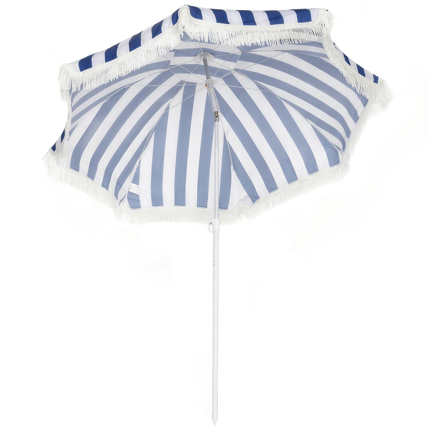 Outsunny Sombrilla De Playa Con Flecos Ø180 Cm Altura Ajustable, Inclinación 30°_0