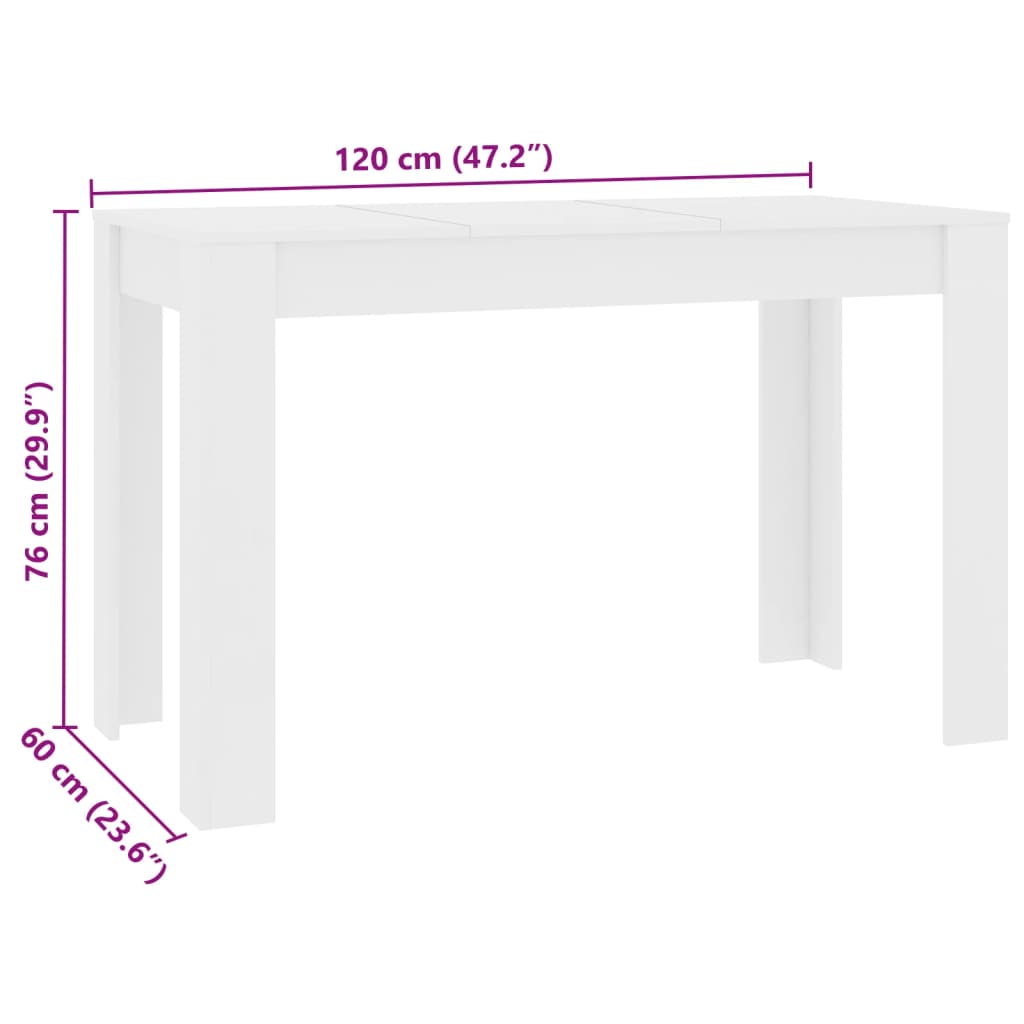 Mesa De Comedor De Madera De Ingeniería Blanco 120x60x76 Cm_4