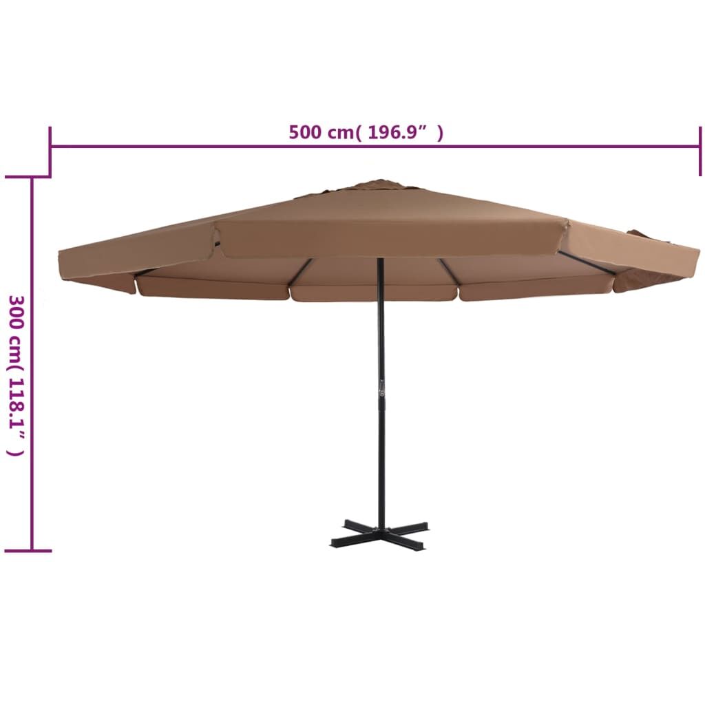 Vidaxl Sombrilla De Jardín Con Palo De Aluminio Gris Taupe 500 Cm_2