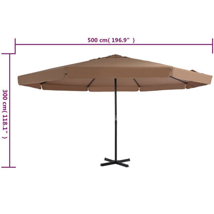 Vidaxl Sombrilla De Jardín Con Palo De Aluminio Gris Taupe 500 Cm_2
