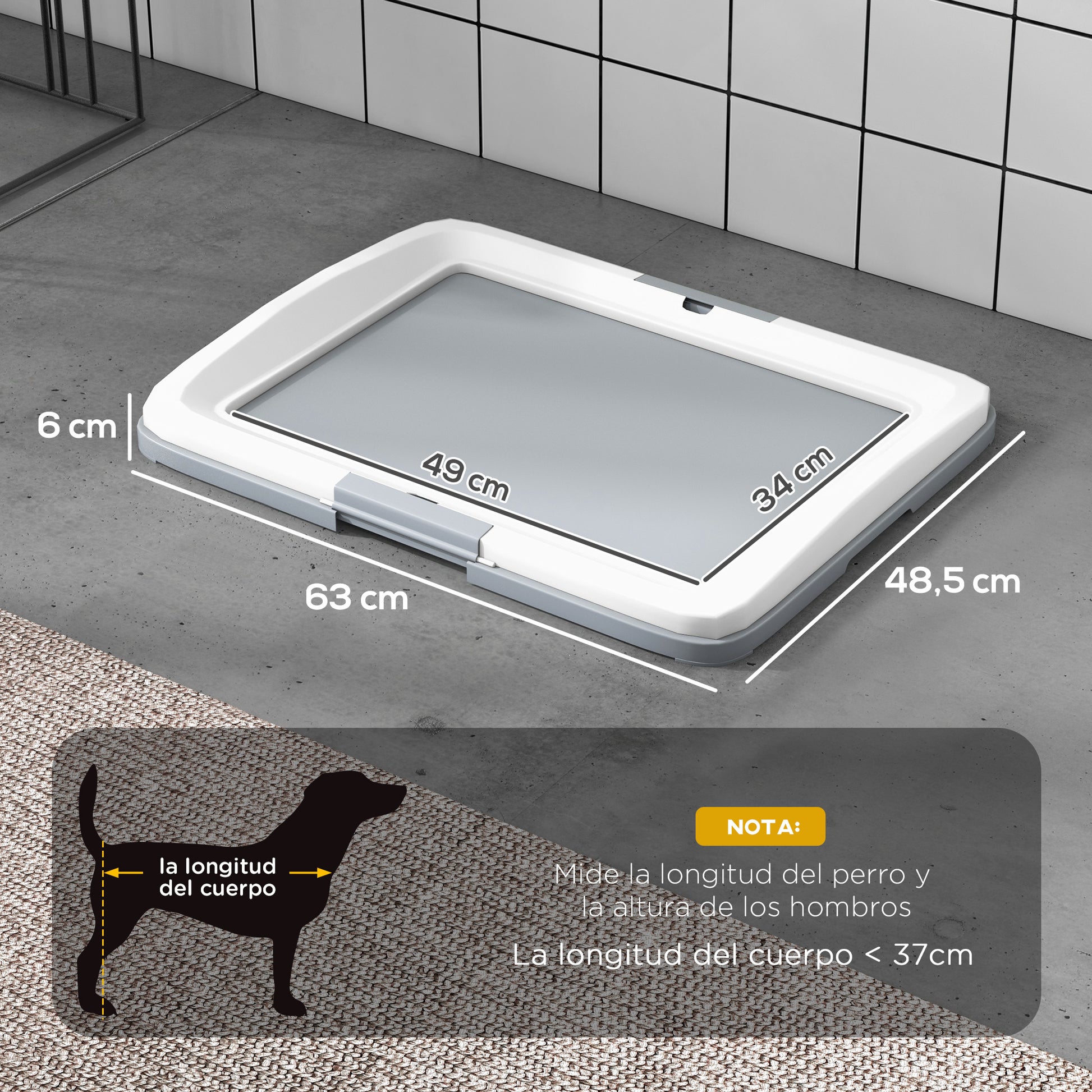 Pawhut Inodoro Para Perros Con Bandeja Para Exterior E Interior 63x48,5x6cm Gris_2