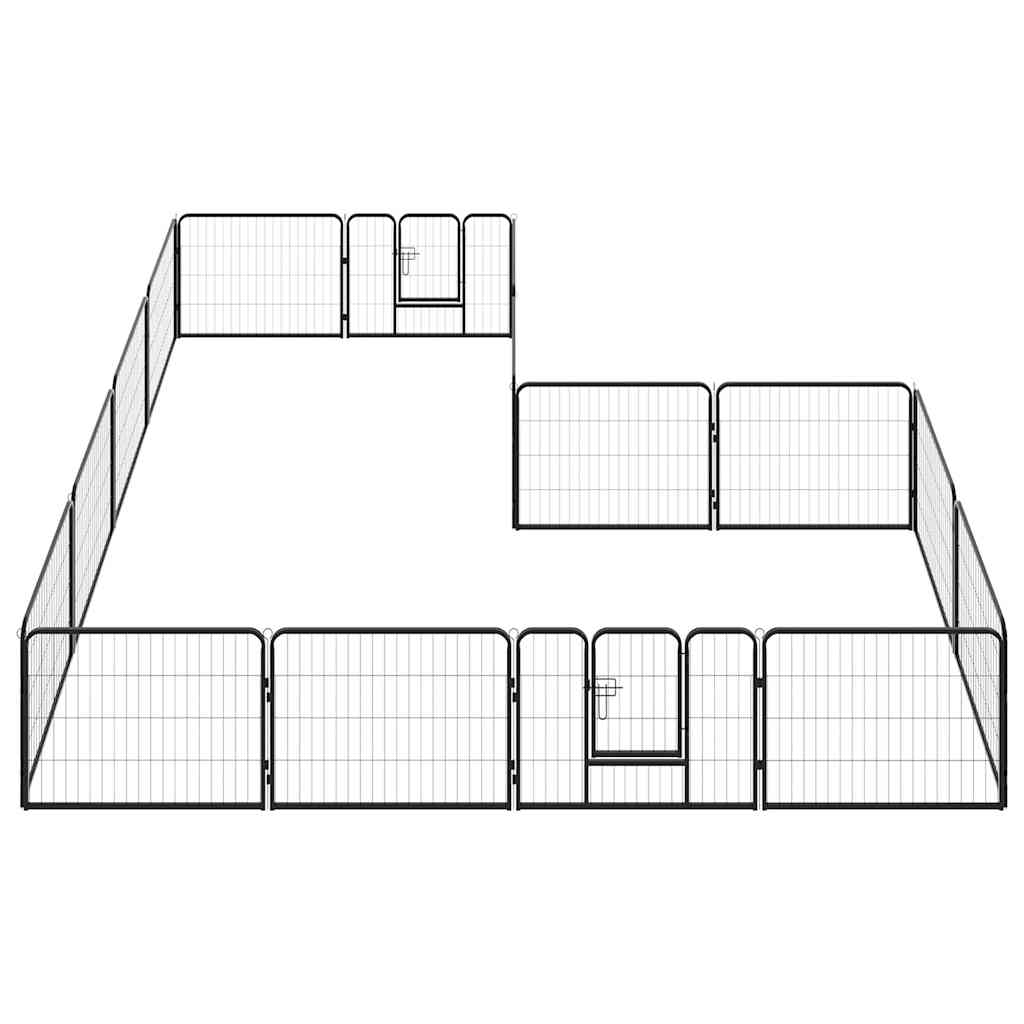 Corral Para Perros 16 Paneles De Acero 60x80 Cm Negro_2