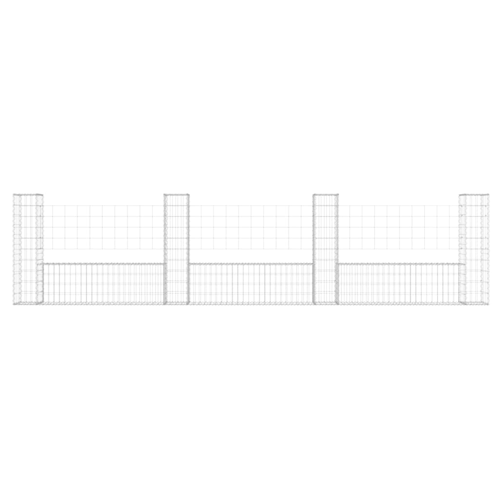 Cesta De Gaviones Forma De U 4 Postes De Hierro 380x20x100 Cm / Vetonek_2