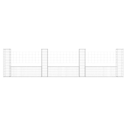 Cesta De Gaviones Forma De U 4 Postes De Hierro 380x20x100 Cm / Vetonek_2