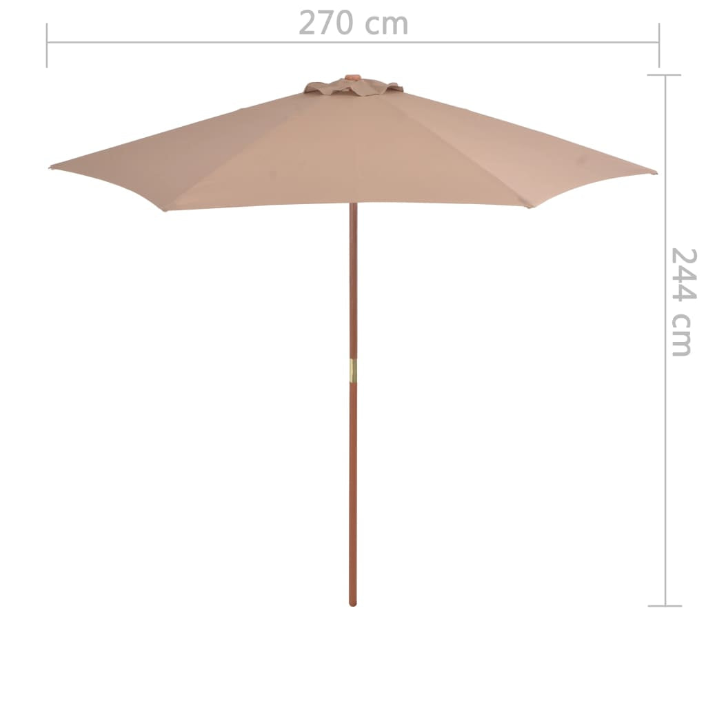 Vidaxl Sombrilla De Jardín Con Palo De Madera Gris Taupe 270 Cm_2