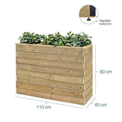 Jardinera De Madera Con Autorriego 110x40x80 Cm Nidum Basic Hortalia_5