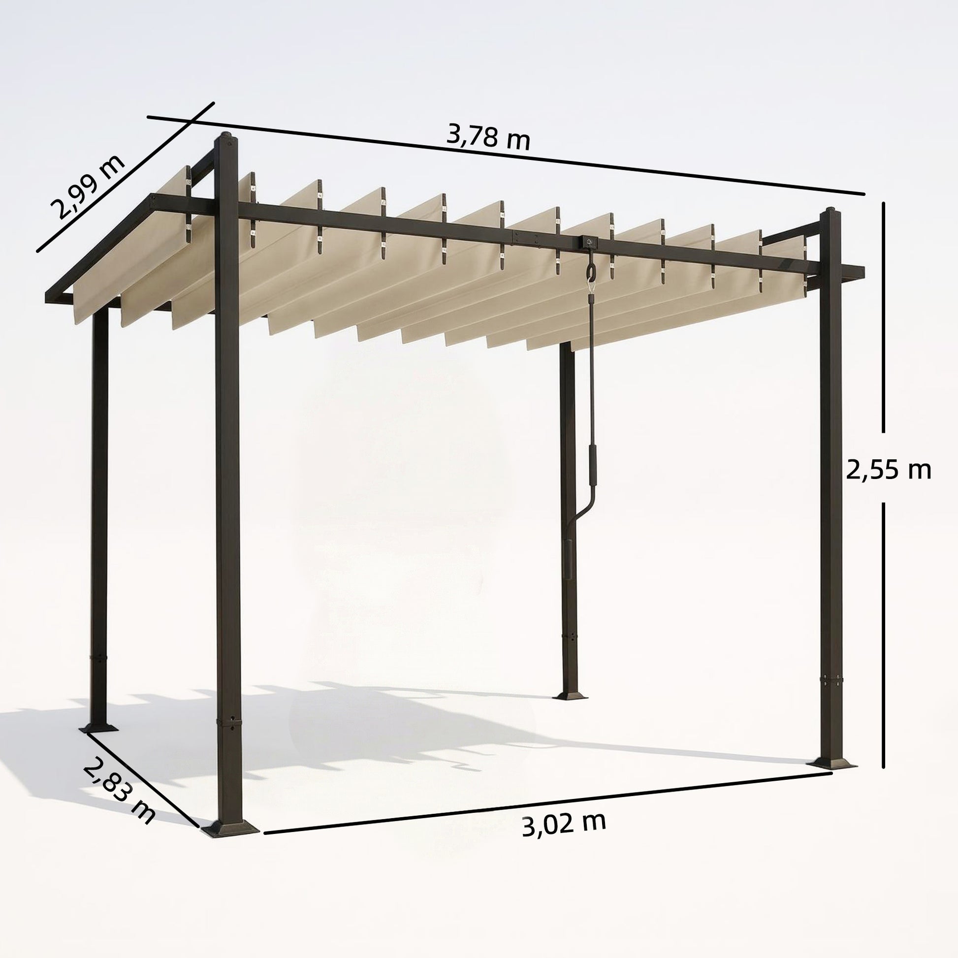 Outsunny Pérgola De Jardín 3x3,8 M Con Techo De Lamas Ajustable Upf50+ Beige_2