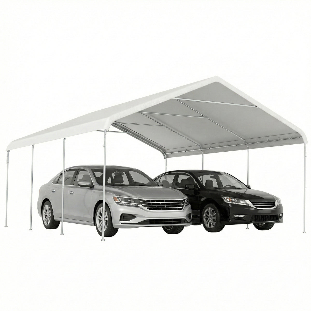 Carpa Para Garaje Outsunny Tela De Poliéster, Acero Galvanizado Crema 600x500x310 Cm_0