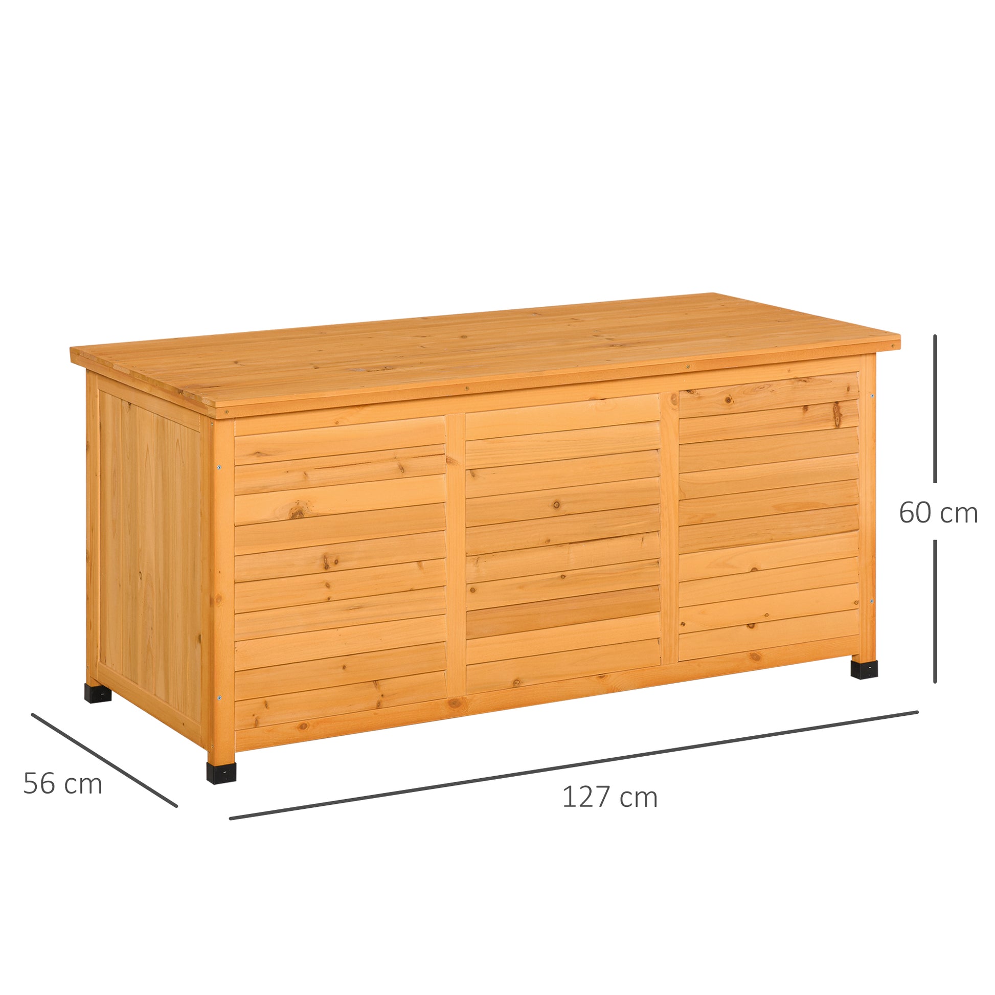 Outsunny Baúl De Madera Exterior Con Tapa Abrible Y Diseño Persiana 127x56x60 Cm_2