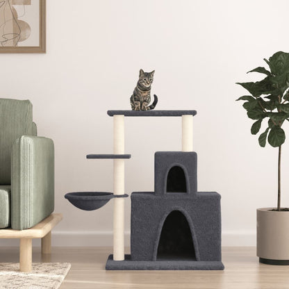 Vidaxl Rascador Para Gatos Con Postes De Sisal Gris Oscuro 83 Cm_1