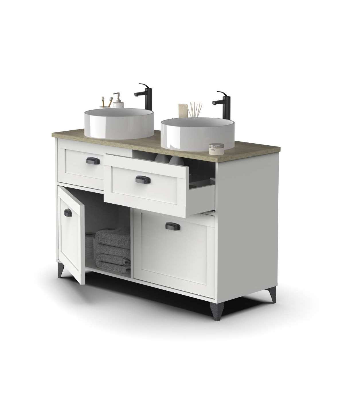 Mueble De Baño Sin Lavabo Toscana En Acabado Color Blanco, 92cm(alto) 120cm(ancho) 47cm(l_2