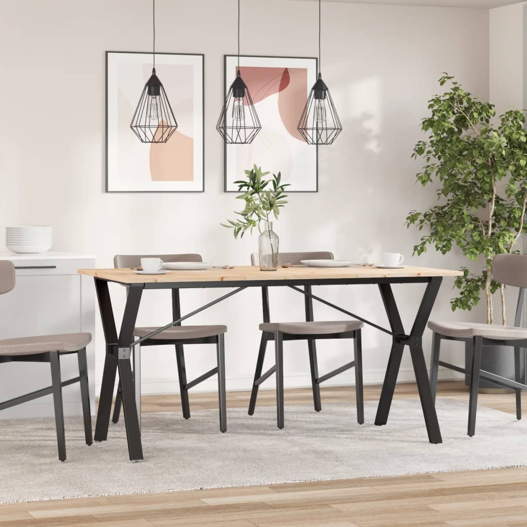 Mesa De Comedor Marco Y Madera Maciza Pino Y Acero 140x80x75cm_1