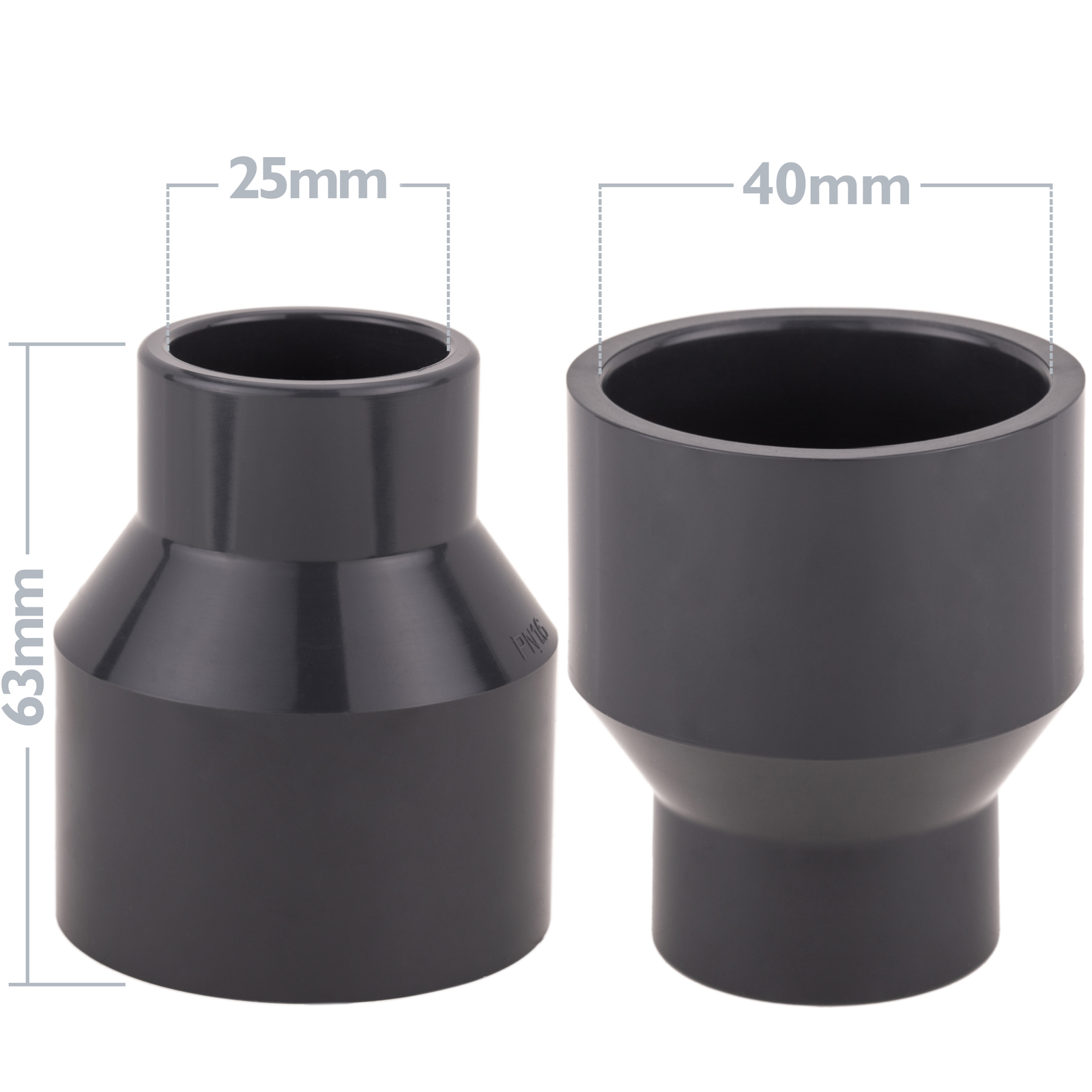 Reducción - Ampliación De Pvc Cónica Concéntrica Ø25-32x40-50mm_1