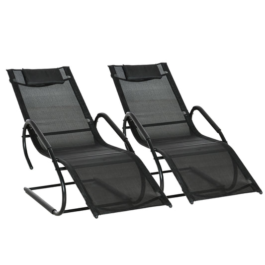 Outsunny Juego De 2 Tumbonas De Jardín Relax Con Reposapiés 160x59,5x83 Cm Negro_0
