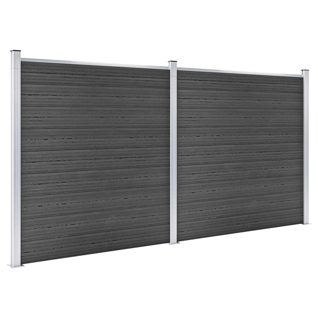 Juego De Paneles De Valla Wpc Negro 353x186 Cm / Vetonek_4