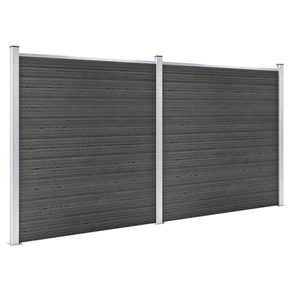 Juego De Paneles De Valla Wpc Negro 353x186 Cm / Vetonek_4