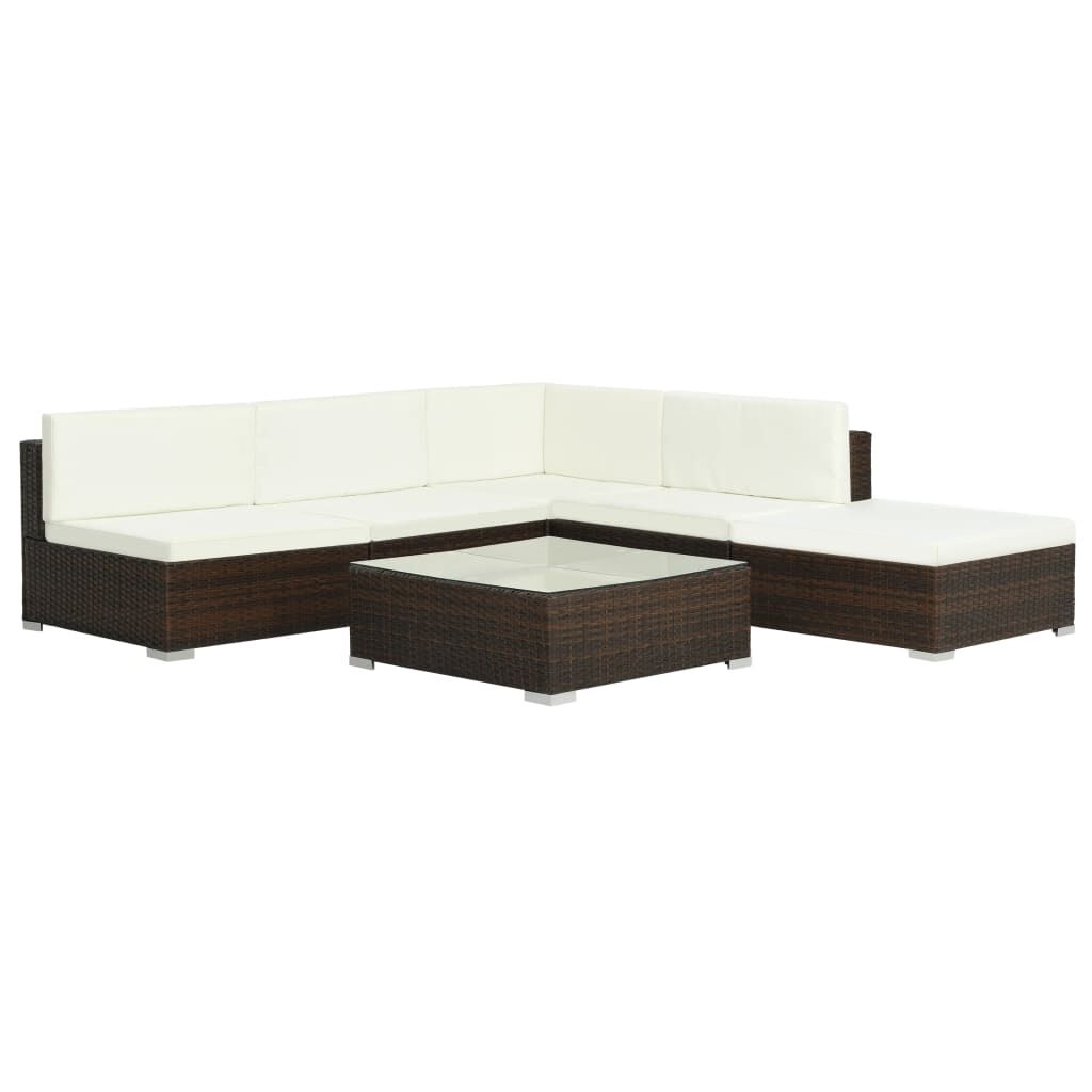 Vidaxl Set Muebles De Jardín 6 Piezas Y Cojines Ratán Sintético Marrón_1