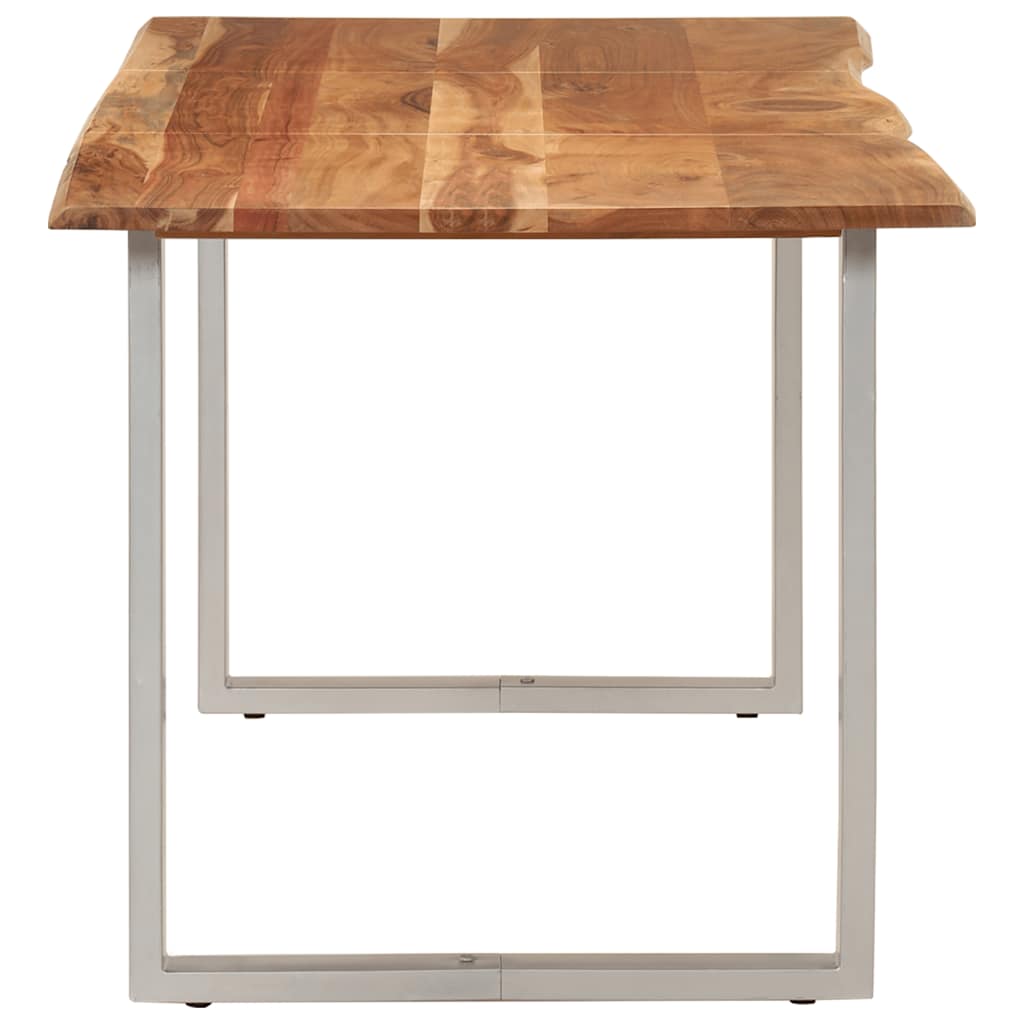 Mesa De Comedor De Madera Maciza De Acacia 154x80x76 Cm_3