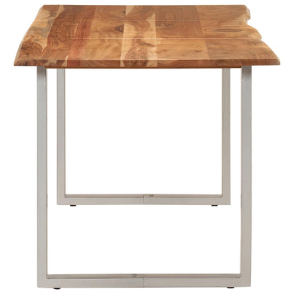 Mesa De Comedor De Madera Maciza De Acacia 154x80x76 Cm_3