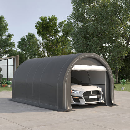 Outsunny Garaje Exterior Para Coche 5x3 M Carpa Garaje Para Coche Gris_1