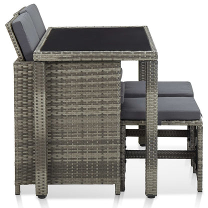 Vidaxl Set De Comedor De Jardín 5 Pzas Y Cojines Ratán Sintético Gris_3