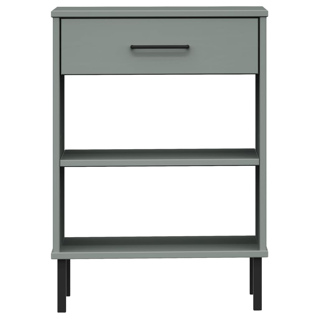 Armario Consola Patas De Metal Madera Maciza Pino Gris Oslo_2