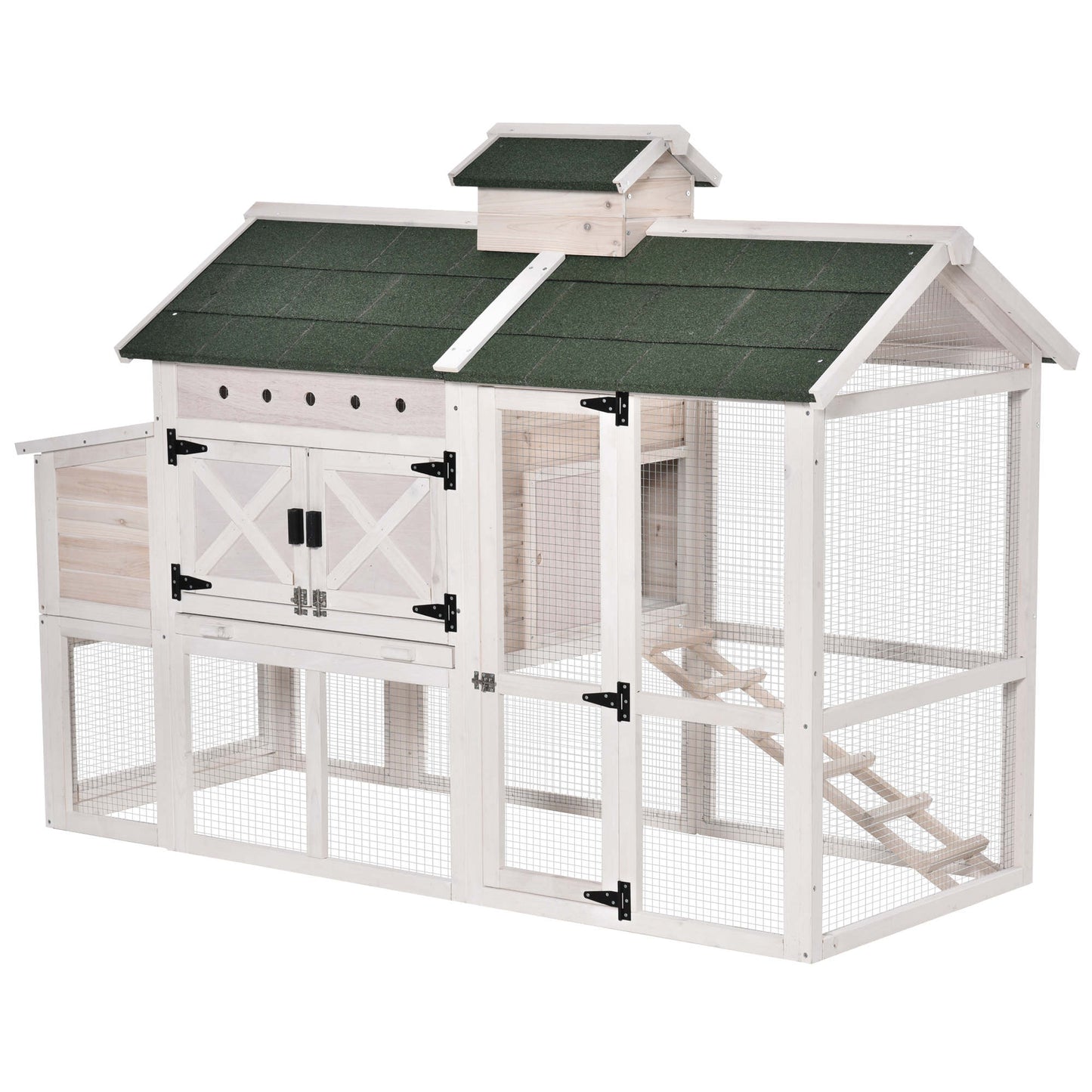 Pawhut Gallinero Exterior De Madera Con Zona Abierta Ponedero Bandeja Y Techo_0
