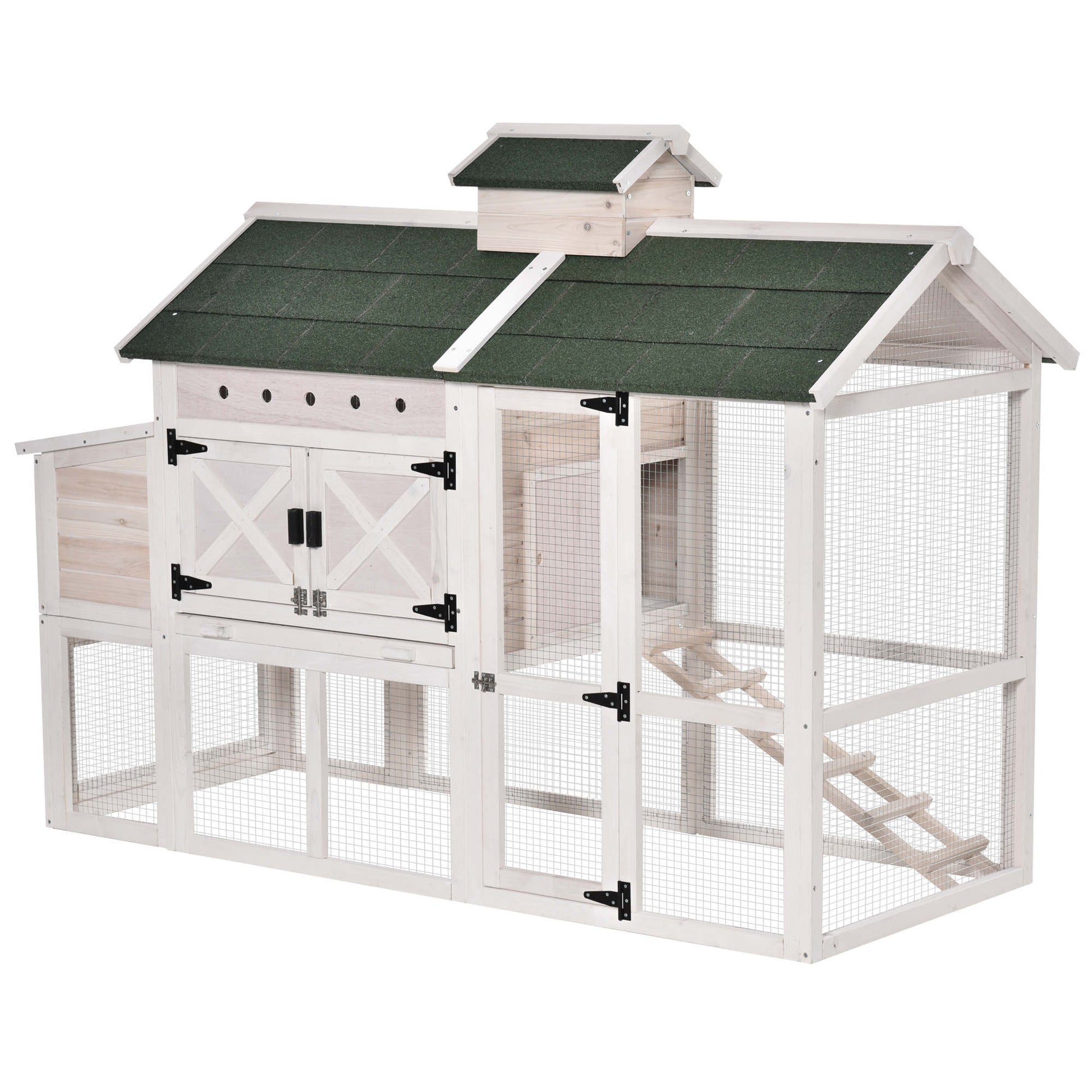 Pawhut Gallinero Exterior De Madera Con Zona Abierta Ponedero Bandeja Y Techo_0