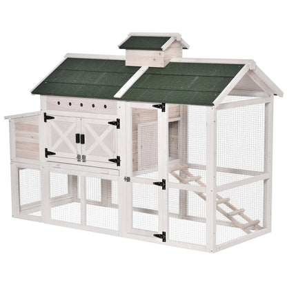 Pawhut Gallinero Exterior De Madera Con Zona Abierta Ponedero Bandeja Y Techo_0