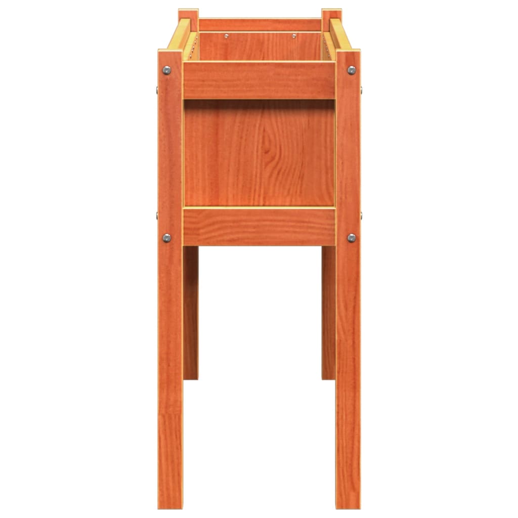 Jardinera Con Patas Madera Maciza Pino Marrón Cera 110x31x70 Cm_5