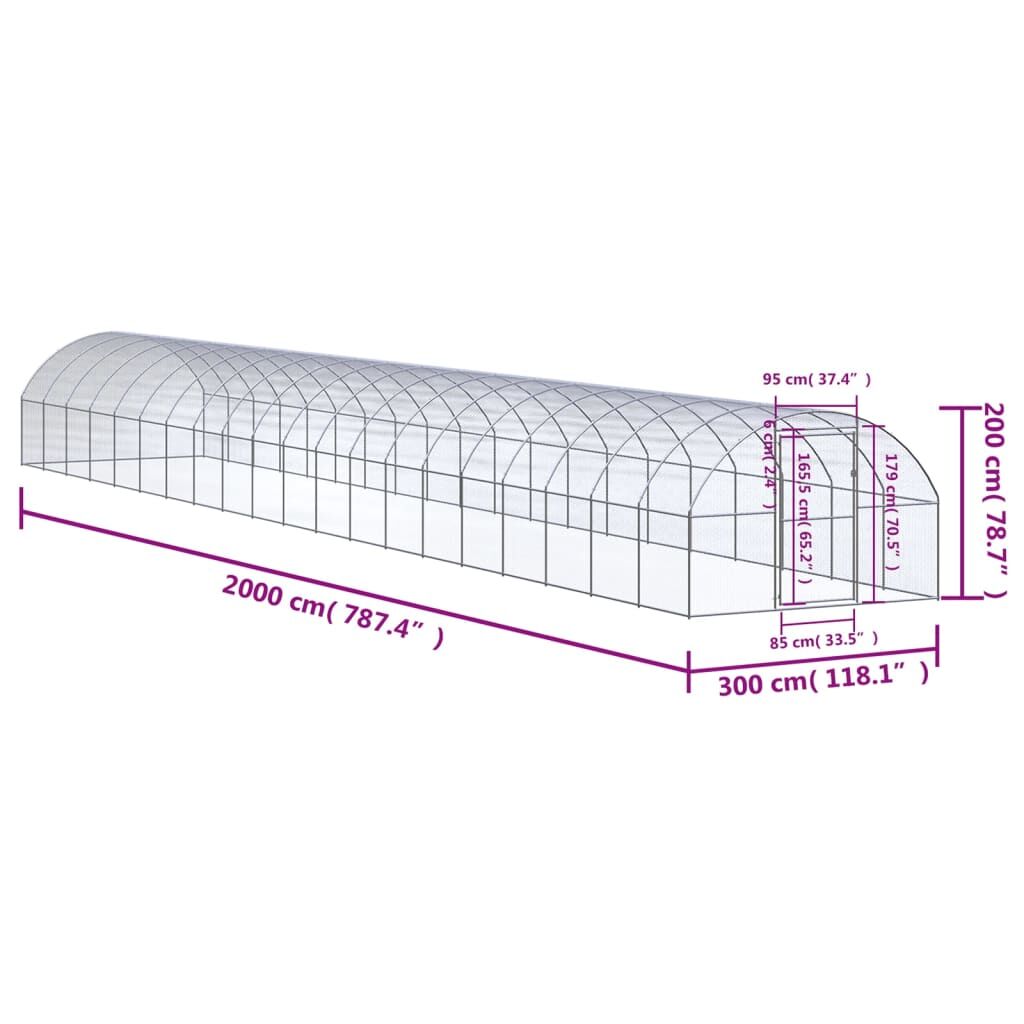 Vidaxl Gallinero De Exterior De Acero Galvanizado 3x20x2 M_2