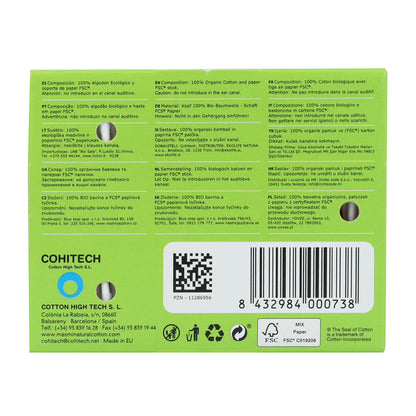 Bastoncillos de algodón ECO y stick de papel Masmi 200 ud