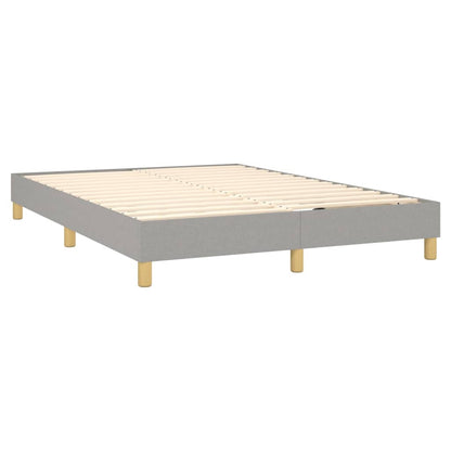 Cama Box Spring Colchón Y Luces Led Tela Gris Claro 140x190 Cm / Vetonek_4