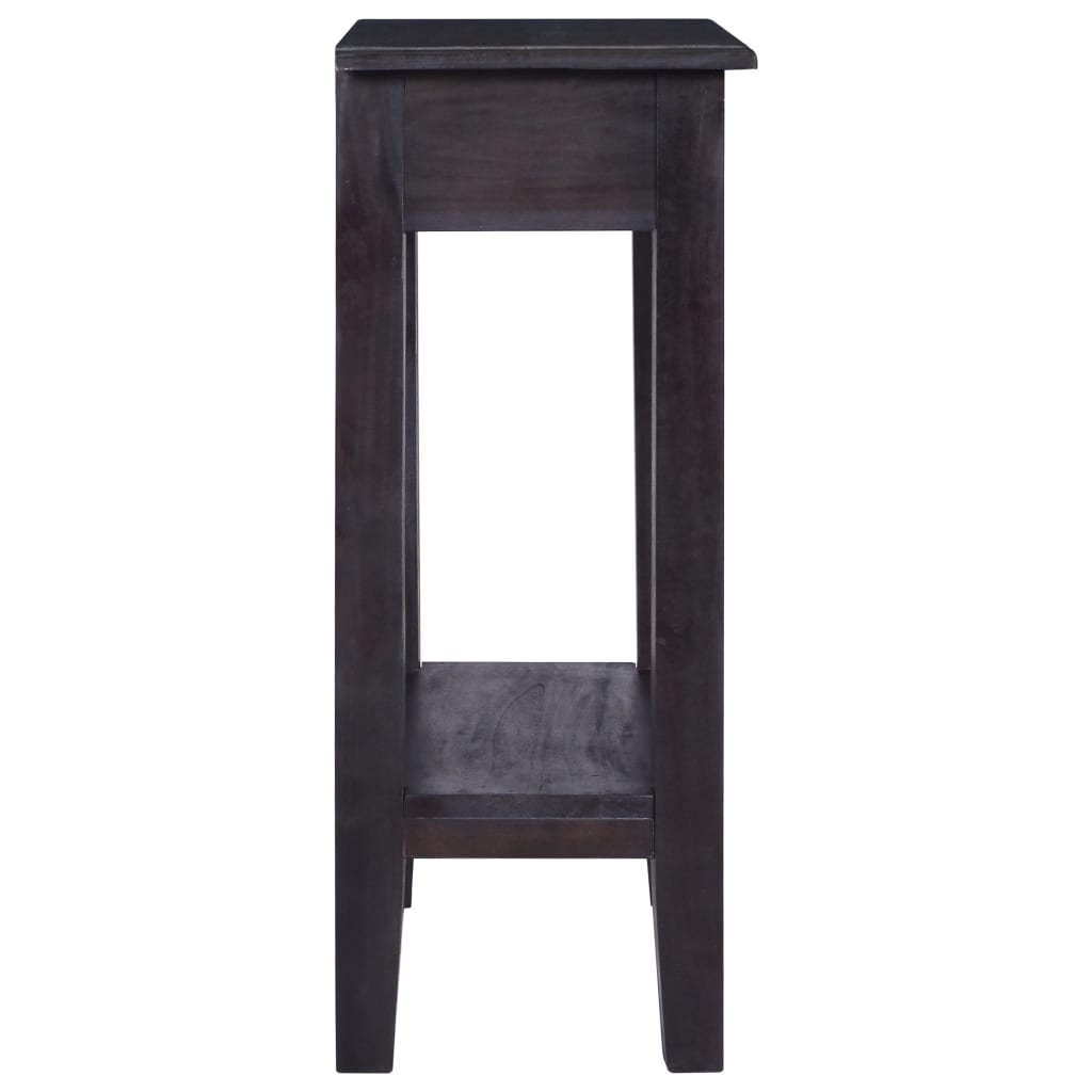 Mesa Consola Con Cajón Madera Maciza De Caoba Negro 60x30x75 Cm_2