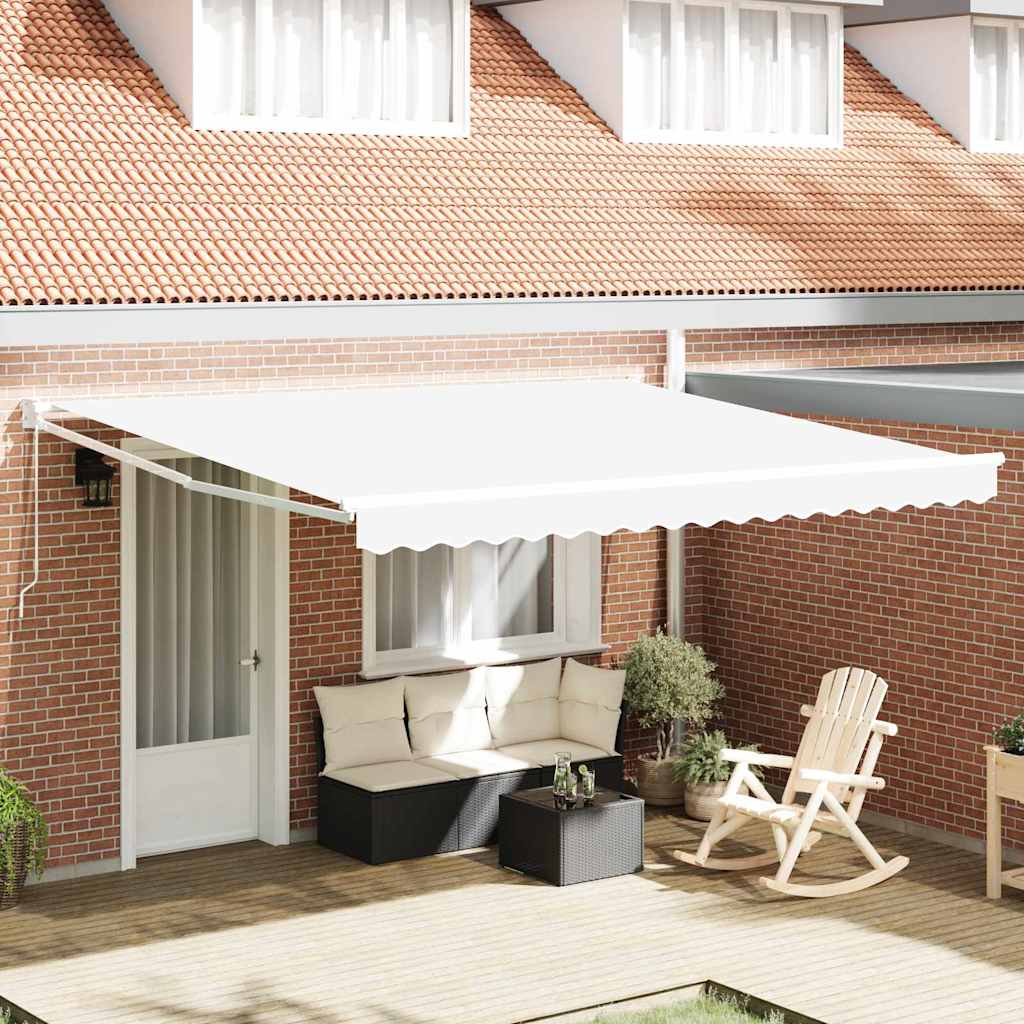Toldo Retráctil Blanco 400 X 300 Cm 100% Poliéster Y Aluminio_1