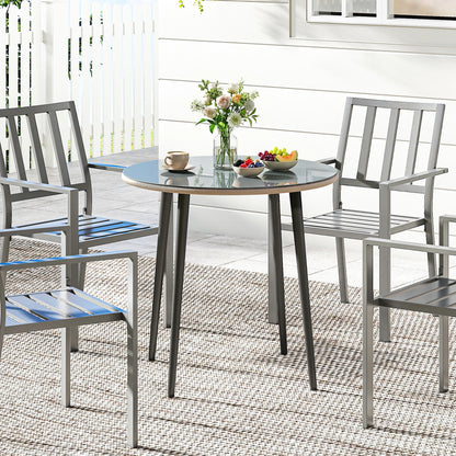 Outsunny Mesa De Comedor De Jardín Con Tablero Vidrio Templado 80x80x74 Cm Gris_3