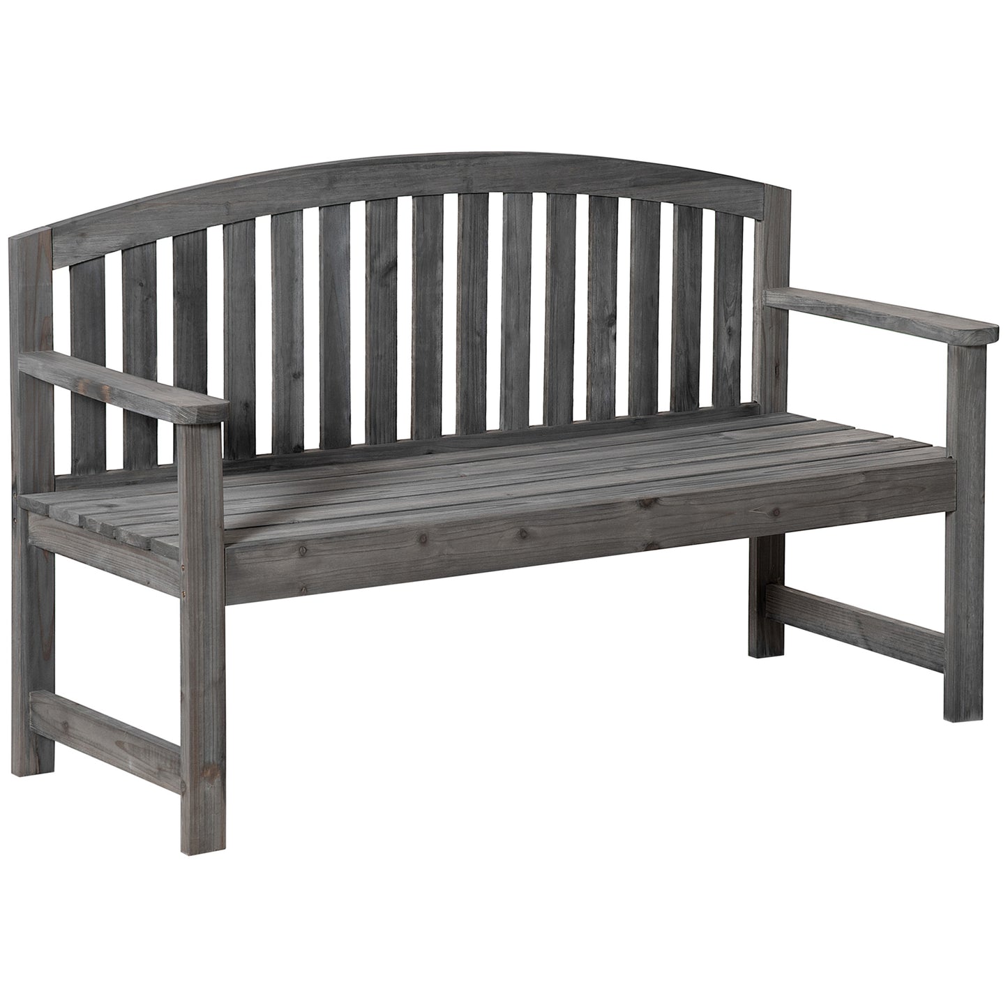 Outsunny Banco De Jardín De 2 Plazas Madera Con Reposabrazos Carga 320 kg Gris_0