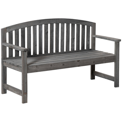 Outsunny Banco De Jardín De 2 Plazas Madera Con Reposabrazos Carga 320 kg Gris_0