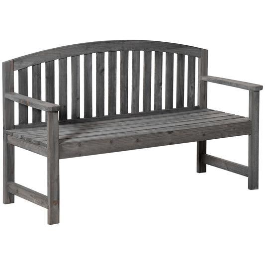 Outsunny Banco De Jardín De 2 Plazas Madera Con Reposabrazos Carga 320 kg Gris_0